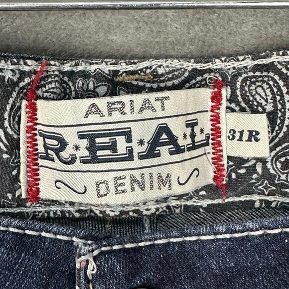 Ariat Jeans Womens 31R Blue Mid Rise Whipstitch Bootcut Country Western Rodeo - Picture 7 of 14